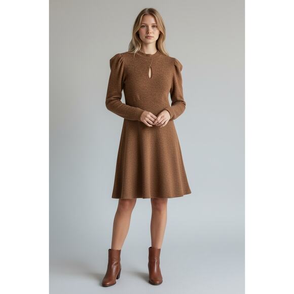 Lush Dresses & Skirts - Lush Brown Long Sleeve Knit Sweater Dress Size M Cozy Soft Boho Fall